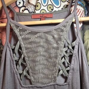 RED BKE Strappy Tank Top with CrissCross Lace Detail